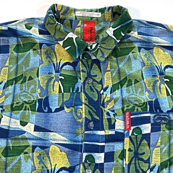 Marc Ecko XL Hawaiian Print Shirt Green - Picture 7 of 7